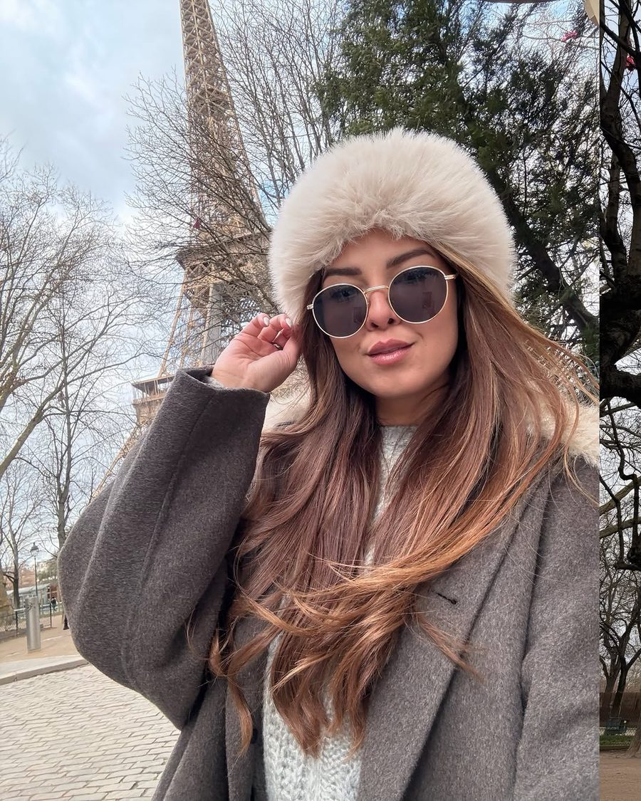 Look de invierno con gorro de piel